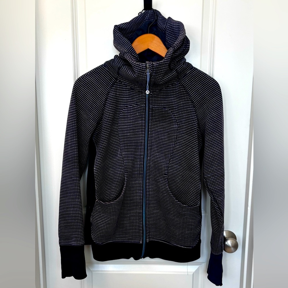 Lululemon Blue and White Zip-Up Scuba Hoodie Size 6.